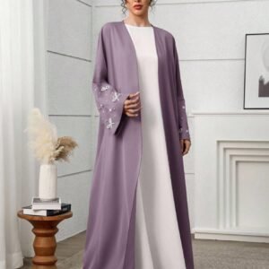 الكارديجان العباءة الأنيق المزين بفيونكة اللؤلؤ الزائف للنساء