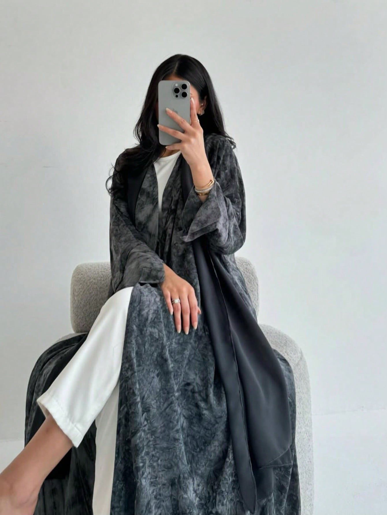 قطعة واحدة من الثوب الطويل ذو الأكمام المفتوحة - الصورة 5